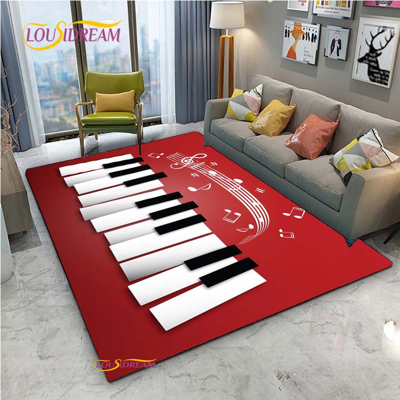 Alfombra de Vinilo con Notas Musicales Negras Vintage para Decoración de Sala de Estar Dormitorio Alfombras de Área Cocina Felpudos Antideslizantes Alfombra Regalo de Cumpleaños