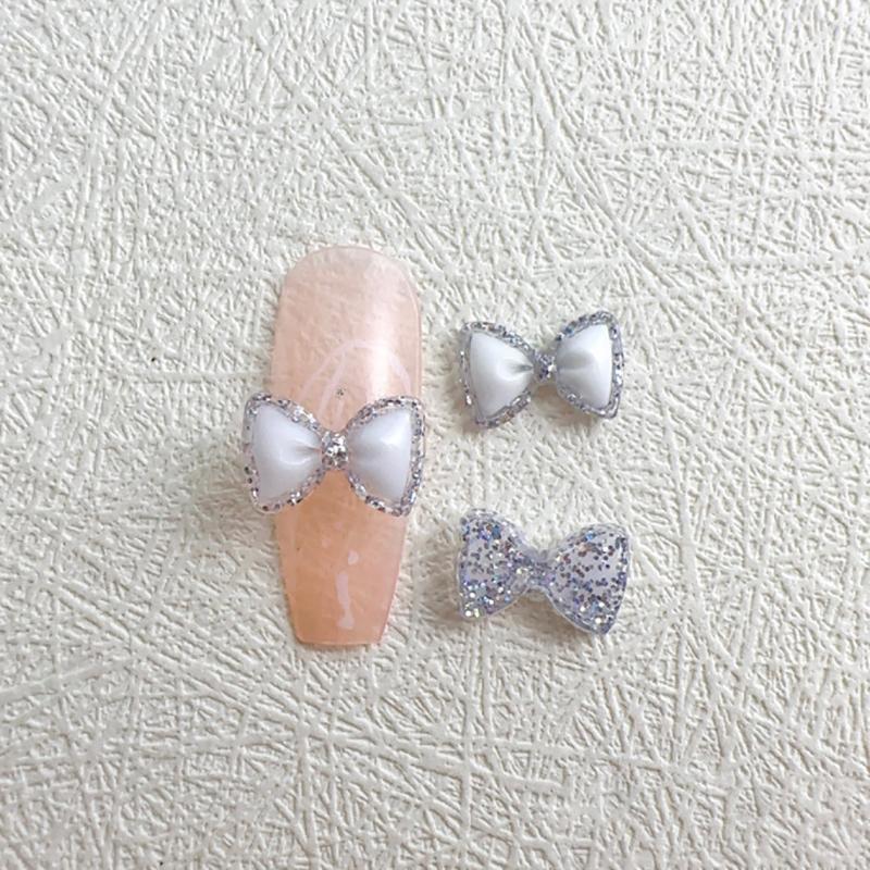 

30 Pcs/Bag Luminous Super Flash 3D Bow Nail Art Jewelry Cute Bow Nails Decoration Design Diy Resin Nails Art Accessories белый