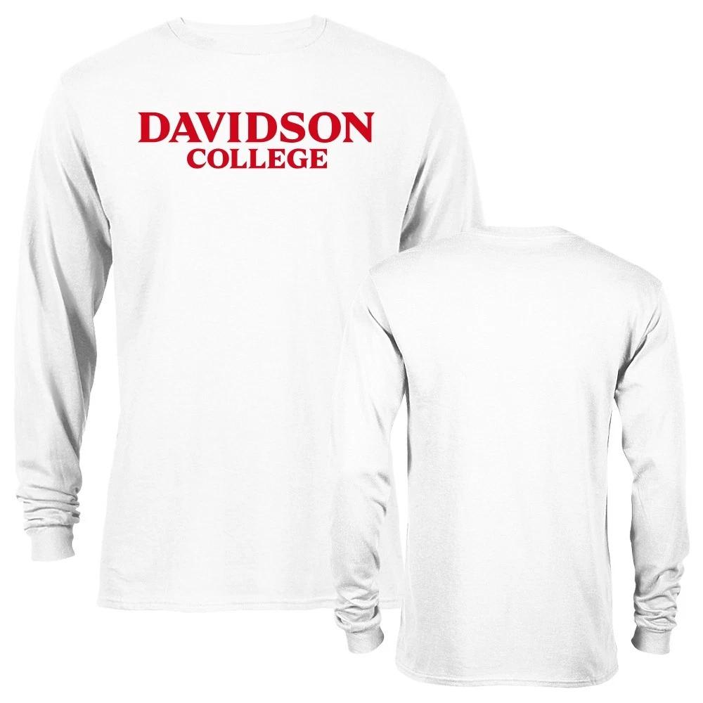 Davidson College Gray Long-sleeved T-shirt with Red Print Commemorating Campus Style