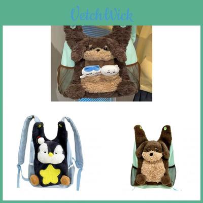 Mochila de Pelúcia de Pinguim Fofa de Desenho Animado Para Crianças Uso Escolar e de Viagem