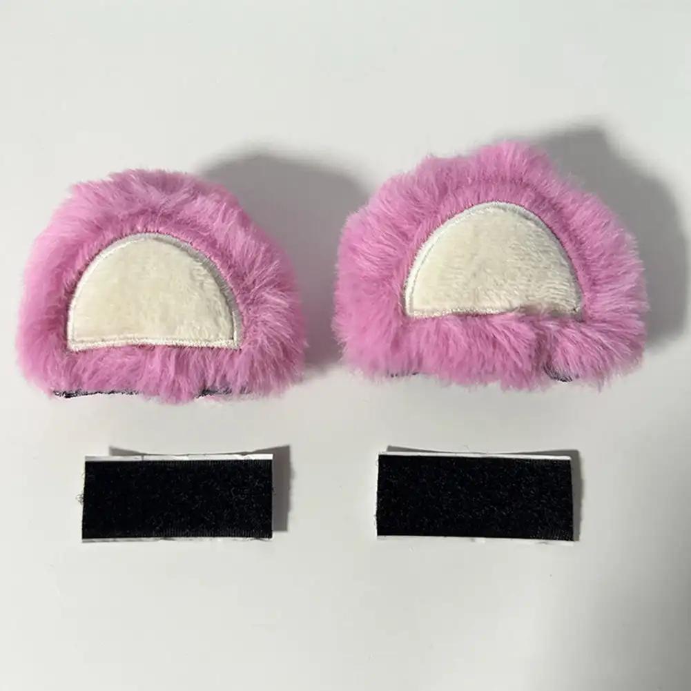 

2 шт., украшение для шлема мотоцикла, мягкие плюшевые уши маленького медвежонка для электрического велосипеда, мотокросса, полнолицевая наклейка на шлем для бездорожья розовый