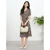 JUZUI Elegant Floral Belted Midi Dress