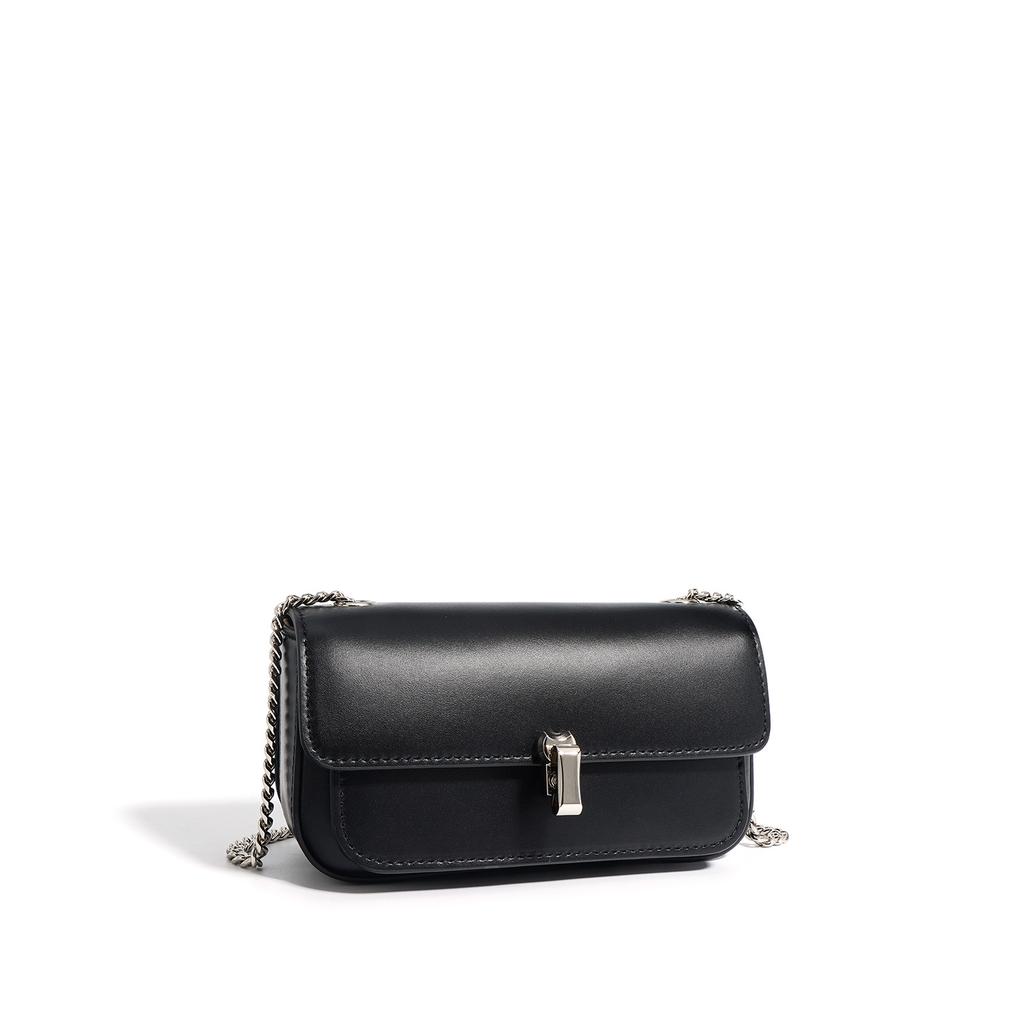 Simple Leather Chain Bag, Niche Texture Mobile Phone Messenger Bag, Casual Popular Bag, Cowhide Small Square Bag, Shoulder Bag.