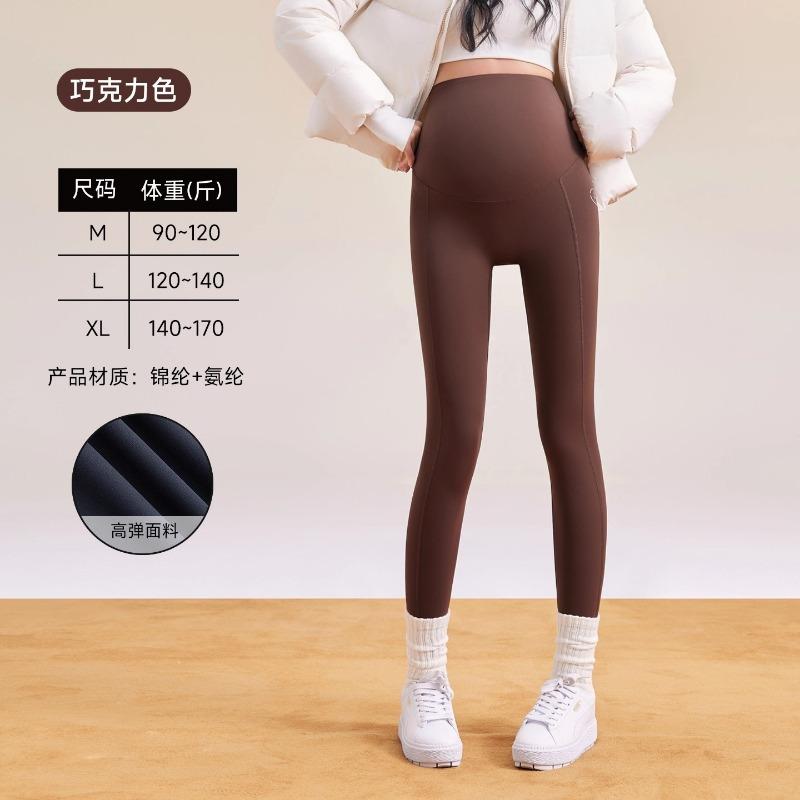 

Тонкие бархатные леггинсы для беременных, брюки-акула, осенне-зимняя одежда, йога-Барби, большой размер, бархатные новые брюки для поддержки живота, осенняя одежда XL（140-170）
