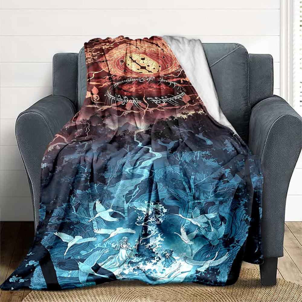 1pc The Lord of the Rings Flannel Throw Blanket Lightweight Soft Warm All Season Blanket for Sofa, Bed, Travel,L1028135