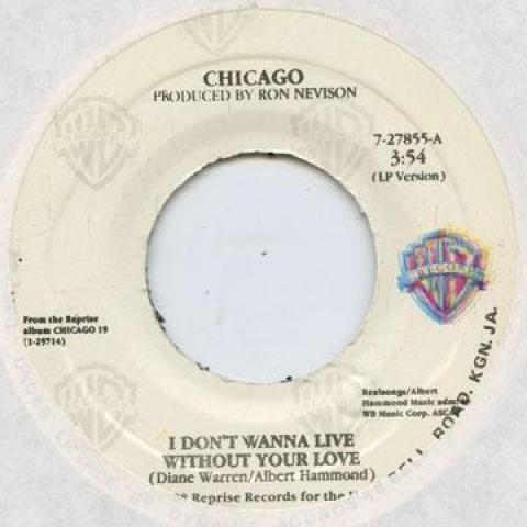 

7inch Record CHICAGO - I Don t Wanna Live Without Your Lov Warner Bros. 1988 Jamaica Rock