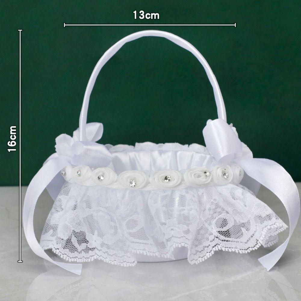 Pearl Wedding Basket Hand Held Party Decorations New White Flower Girls Basket