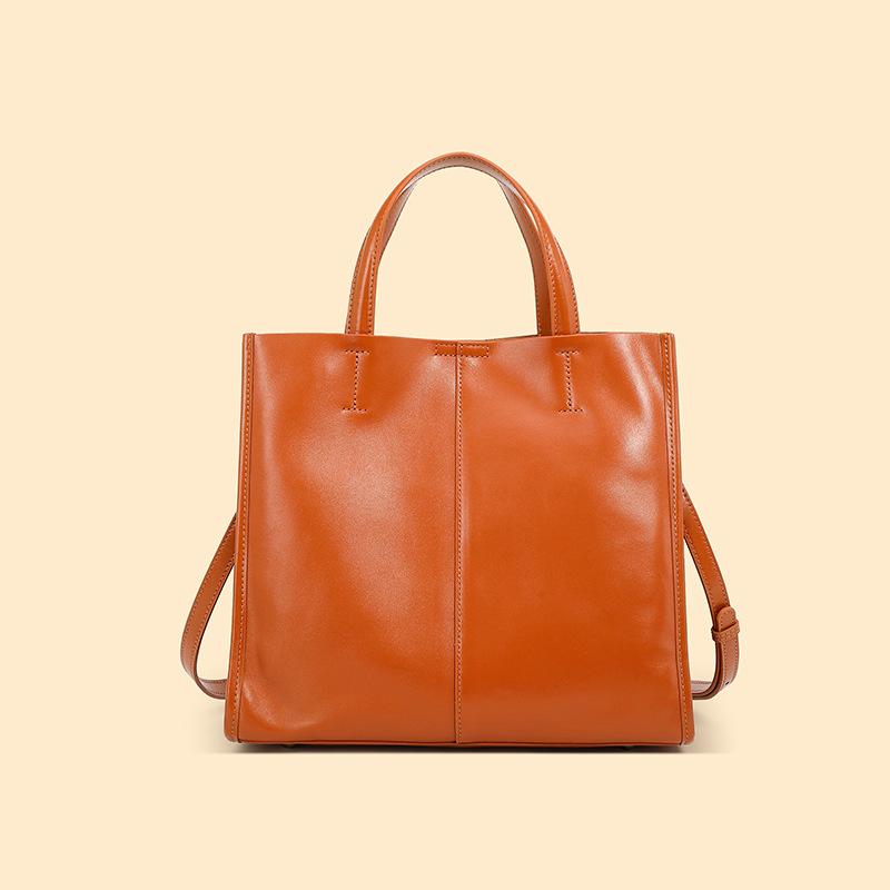 Leather Women's Bags Large Capacity Vertical Square Bags Simple Shoulder Crossbody Handbags Cowhide Women's Bags