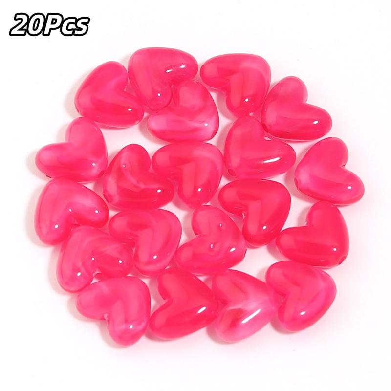 20Pcs Imitation Stone Heart Shape Acrylic Beads Dual Color Loose Bead For Jewelry Making Diy Charms Bracelet Necklace Accessorie