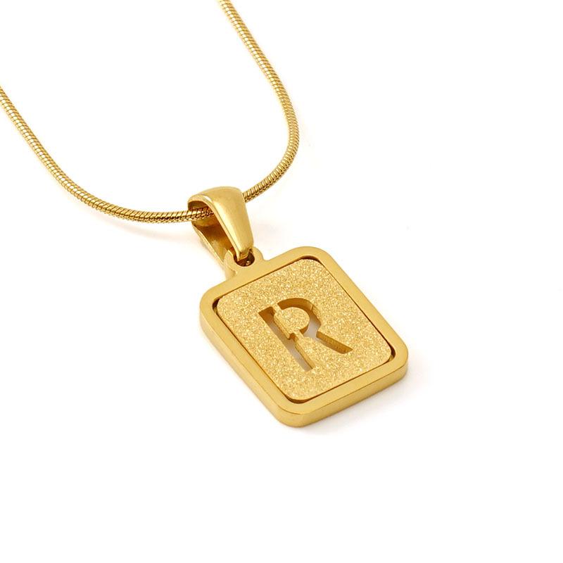 Colier cu pandantiv cu 26 de litere placat cu oțel inoxidabil cu design lanț șarpe rotund