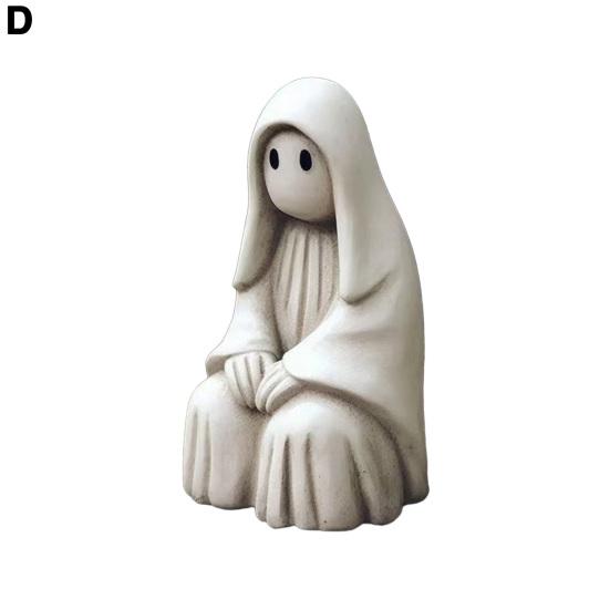 Spooky Ghost Garden Sculpture Halloween Adorable White Ghost Create Atmosphere Fun Decorative