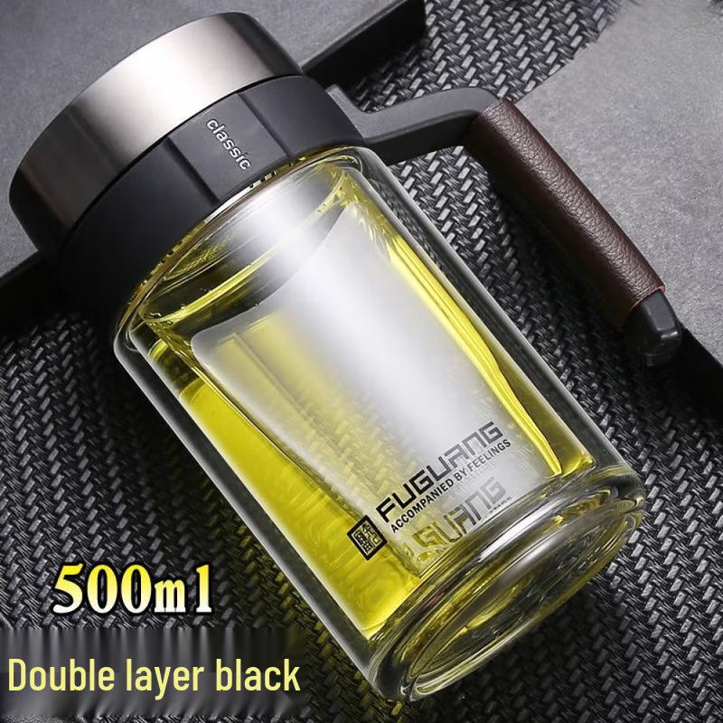 FUGUANG Double-Layer Tea Infuser Glass Mug with Handle