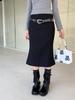 Dorothy Spring Korean Slimming Fishtail Midi Skirt - Versatile Solid Color with Tempered Slit for Women