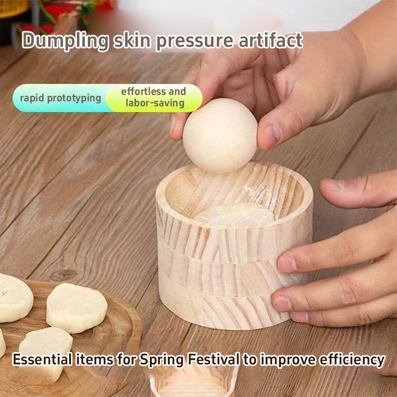 Handmade Wood Dumpling Maker Press Tool Wood Mold And Ball Manual Dough Skin Presser Tool Quick Dumpling Wrapper Maker 1/2pcs