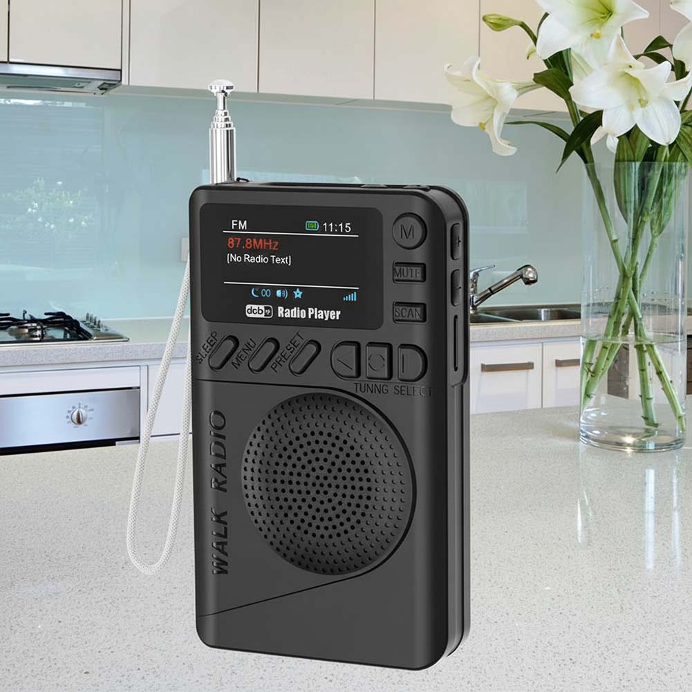Mini DAB FM Digital Radio with Headphone Jack Color Screen Pocket Radio Rechargeable MP3 Playback Speaker for Jogging