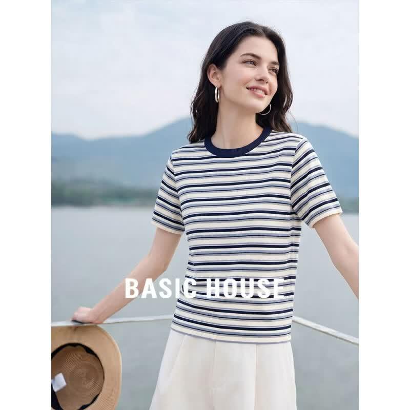 Basic House Women s Striped Cotton T-shirt S