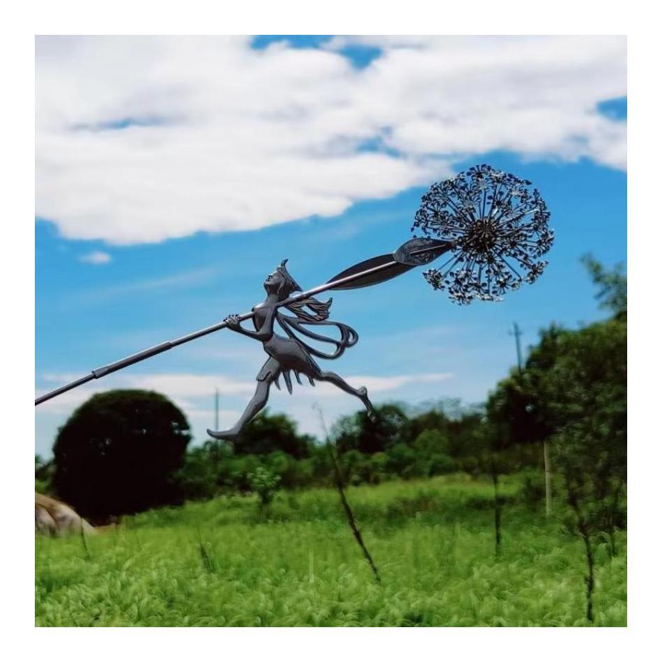 Lawn Landscape Sculpture Pixies Decoration Garden Decorative Fairies and Dandelions Dance Together Metal Garden Yard Art Decor