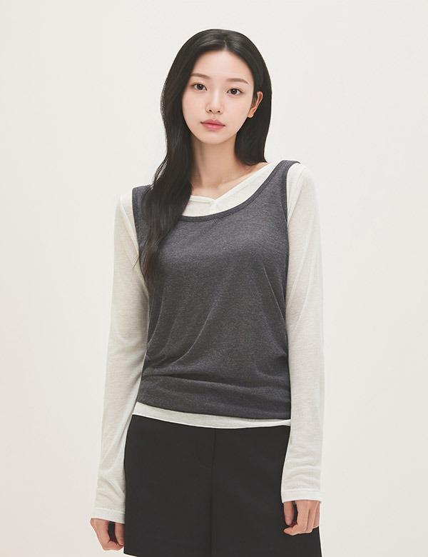 ROEM Layered Long Sleeve T-Shirt Rmlwg24Rt1