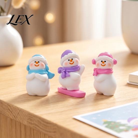 Christmas Gift for Kids Mini Snowman Figurine, Skiing Dolls, Small Desktop Car DIY Micro Landscape Accessories Dashboard Figurines, Ornaments