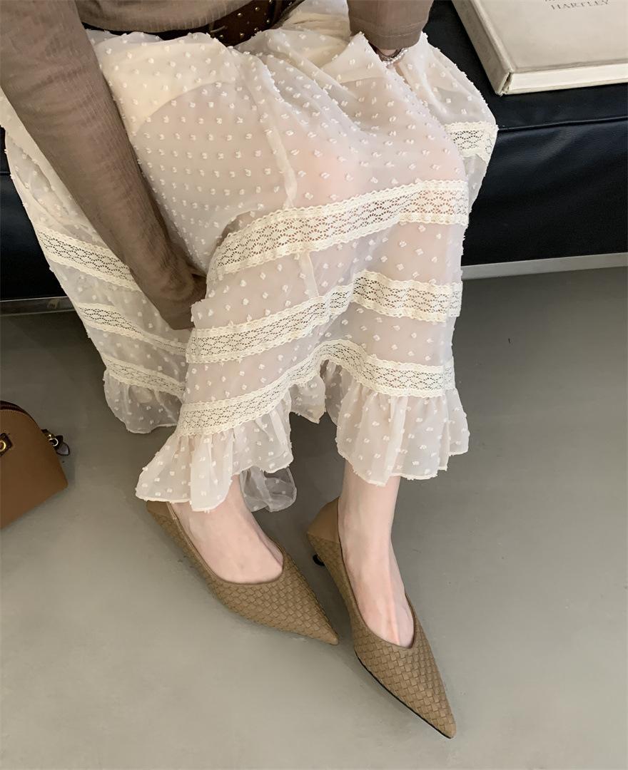 

High heels women s thick heel 2025 new autumn and winter black professional pointed soft leather work single shoes medium heel does not grind feet 39 верблюд