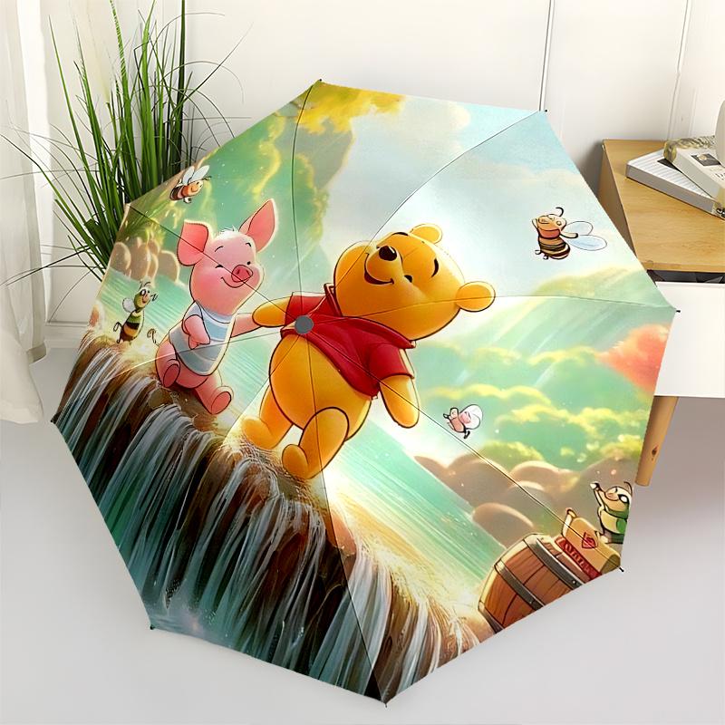 

Winnie the Pooh, Piglet Automatic Opening and Closing Umbrella - 8 Ribs Portable Folding Umbrella with Plastic Handle, Suitable for Leisure
