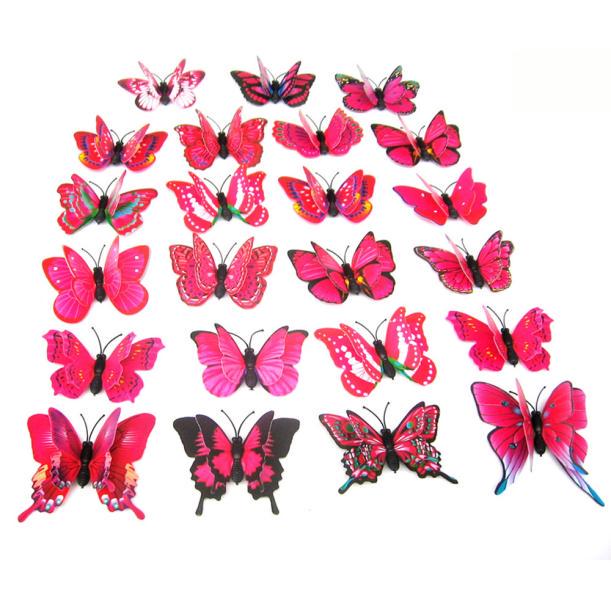 12x 3D Butterfly Wall Sticker Fridge Magnet Room Decor Decal Applique