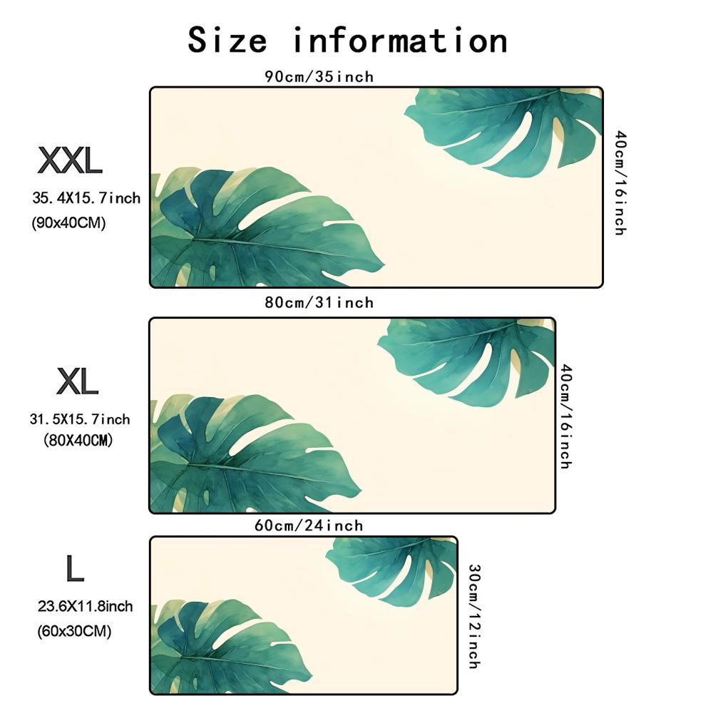 Xxl Green Tropical Leaves Botanical Mouse Pad Antislip Rubber Base Gaming Desk Mat Computer Keyboard Mat For Office Accessories