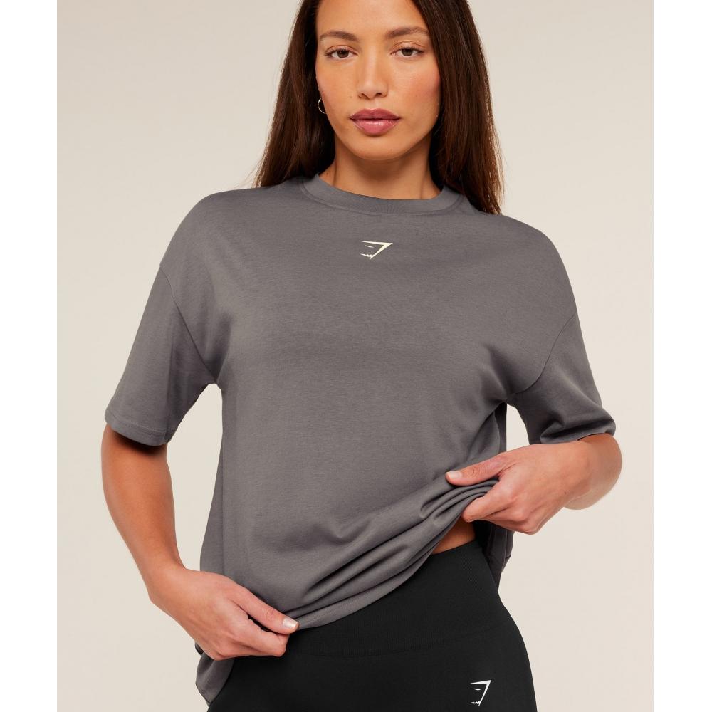 Gymshark Power Oversized T shirT Cool Brown B4a7o Nbzg