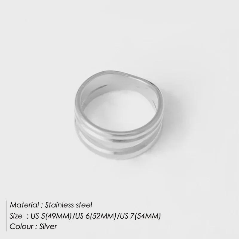 eManco Women's Multi-Layer Geometric Gold-Plated Stainless Steel Ring