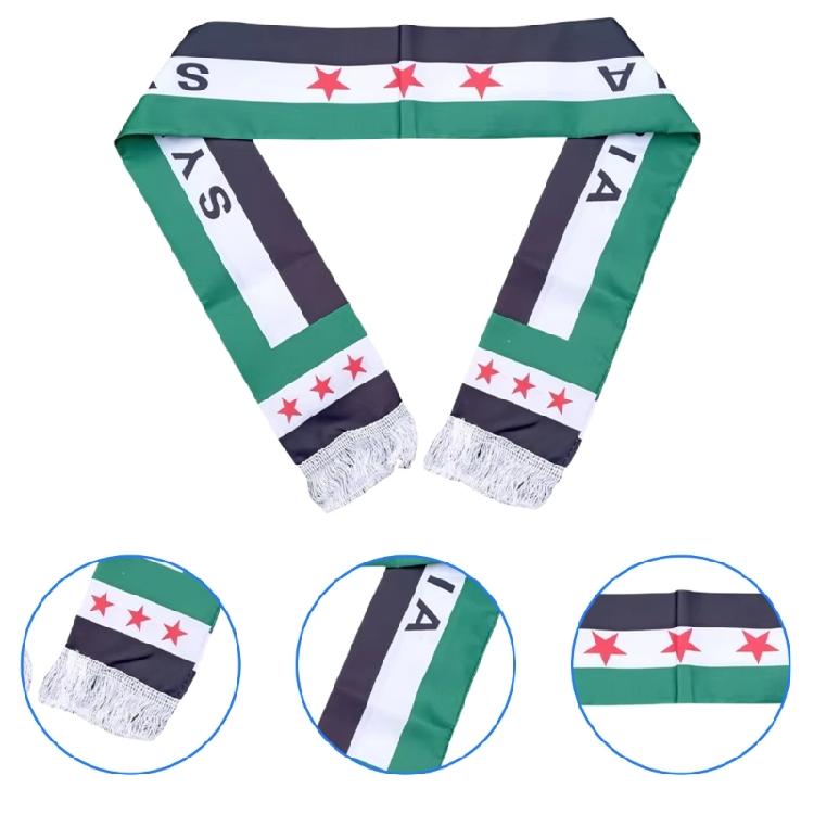 Syrian Arab Republic Scarf Patriotic Banners Event Celebration Neckerchief Cultural Festival Scarf Sports Event Sash