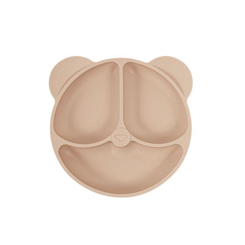 1pc 20x20x3cm Cute Bear Baby Food Supplement Tableware - Food Grade Silicone Suction Cup Dinner Plate Fall-proof Food Bowl