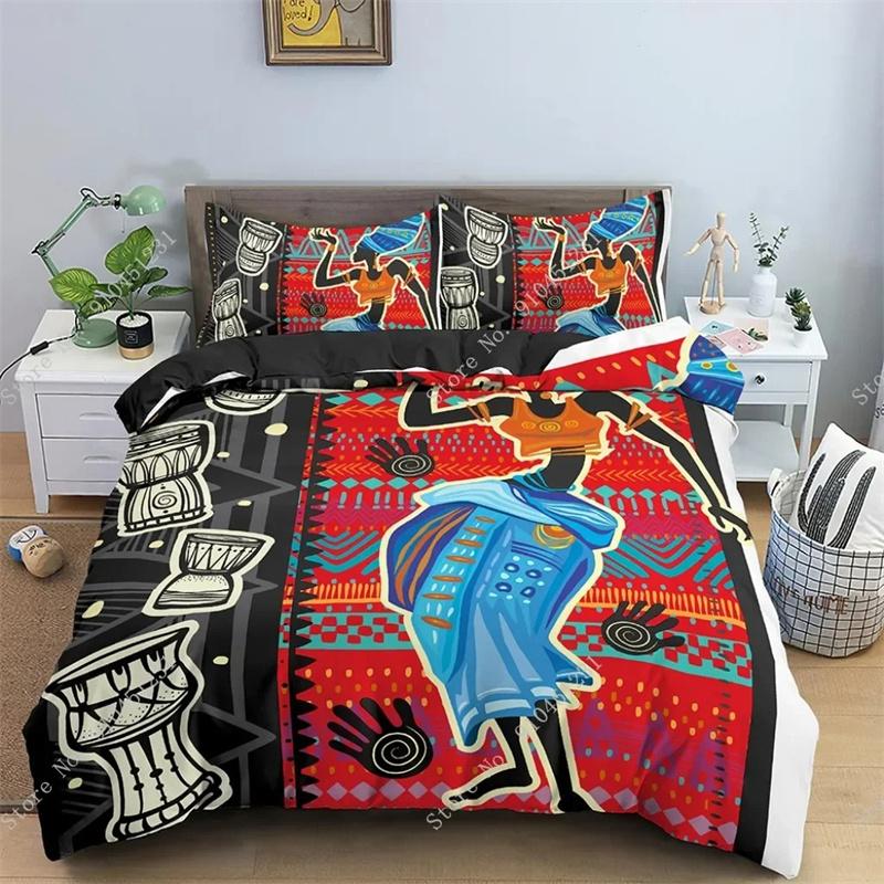 3D Ancient Egypt Tribe Decor Comforter Cover Set for Adult Women King Size Polyester Bedding Set Egyptian Print Duvet Cover Set