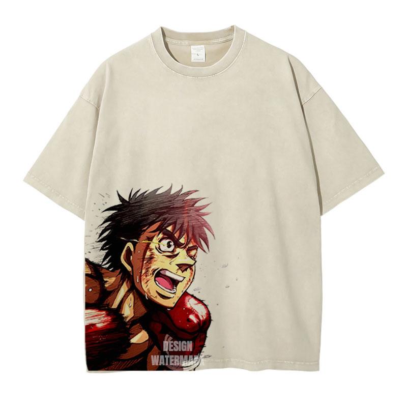 Anime MMakunouchi IIppo Tshirts Oversized Vintage Washed HHajime No Ippo T Shirt Manga The FFighting T Shirt for Man Cotton