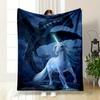 A Glowing White Unicorn and a Dark Dragon In a Mystical, Starry Scene. for All Seasons Blanket Lunch Break Throw Gift