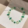 Sparkling Colorful Zircon Crystal Bracelet for Women Polished Metal Chain Lightweight Wrist Jewelry for Casual Party Wear