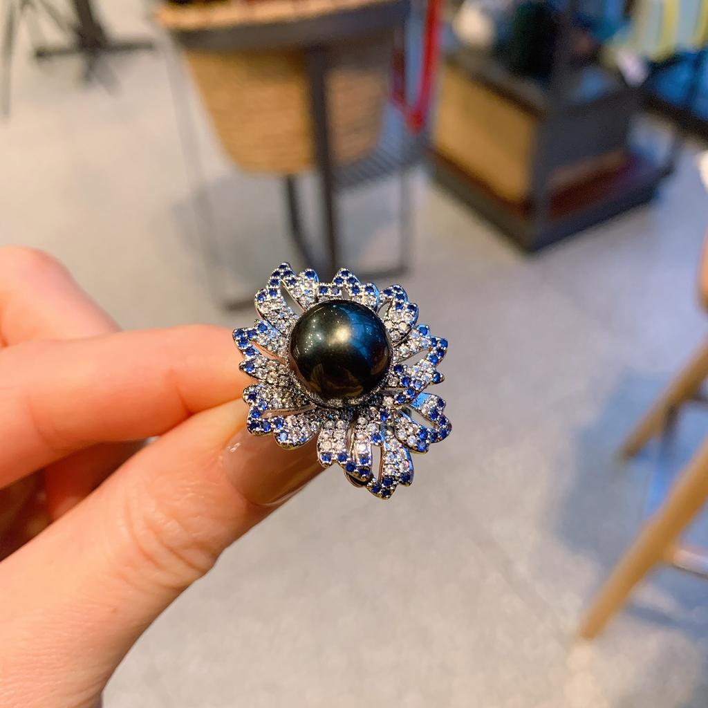 Australian Fritillary Pearl Sapphire Diamond, Stylish Ring, Adjustable Ring