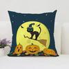 Housse de coussin décorative d'Halloween Chat Citrouille Adaptée pour Maison Salon Canapé Chambre Chambre Housse d'oreiller décorative