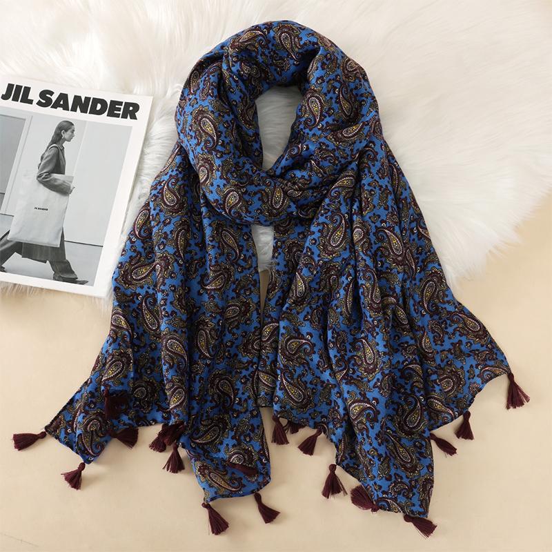 90*180CM New Fashion Printed Soft Linen Cotton Scarf Shawls Abstract Floral Tassel Viscose Scarves Lady High Quality Long Hijab