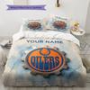 Custom Name,Edmonton Oilers Pattern Bedding Home Decoration Birthday Gift ( 1 Duvet Cover + 2 Pillowcase, Without Core),fan Merchandise.