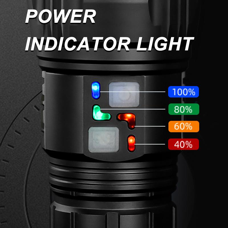 New Powerful G600/601 LED Flashlight Zoomable Spotlight with Power Display Type-c Charging Outdoor Emergency Camping Lantern