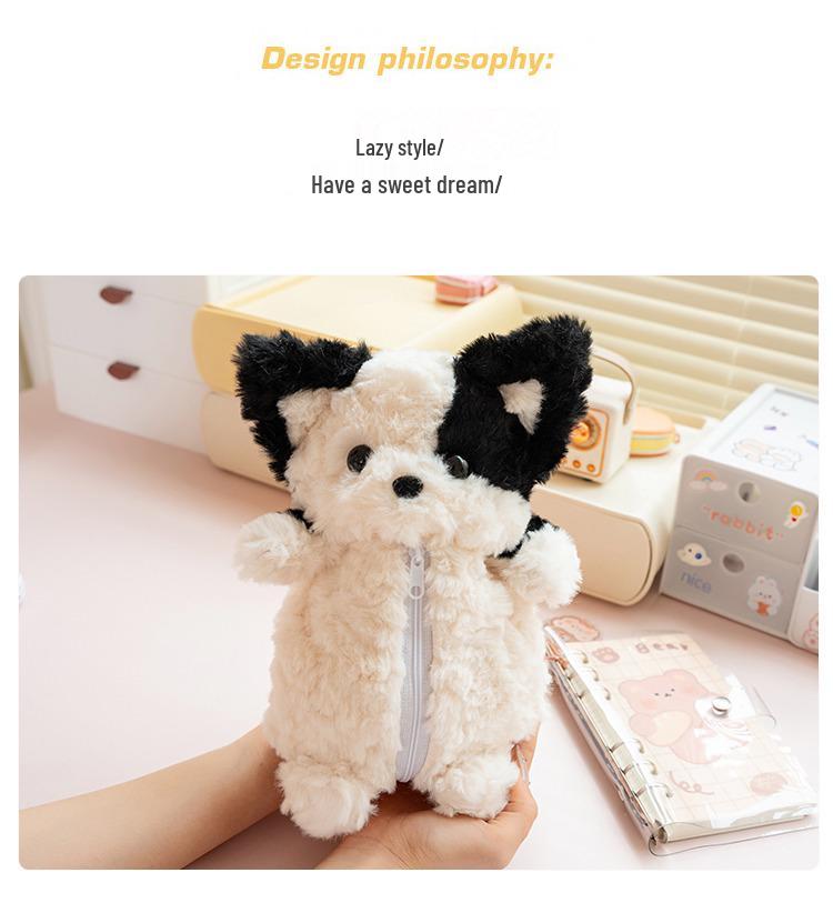 Cute Corgi Puppy Plush Pencil Case & Doll: Kids' Comfort Stationery Storage