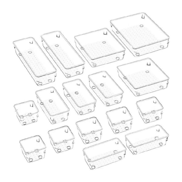 Clear Drawer Organiser Trays Set Desk Drawer Dividers Bathroom and Dresser Drawer Storage Bins Set For Kitchen Office