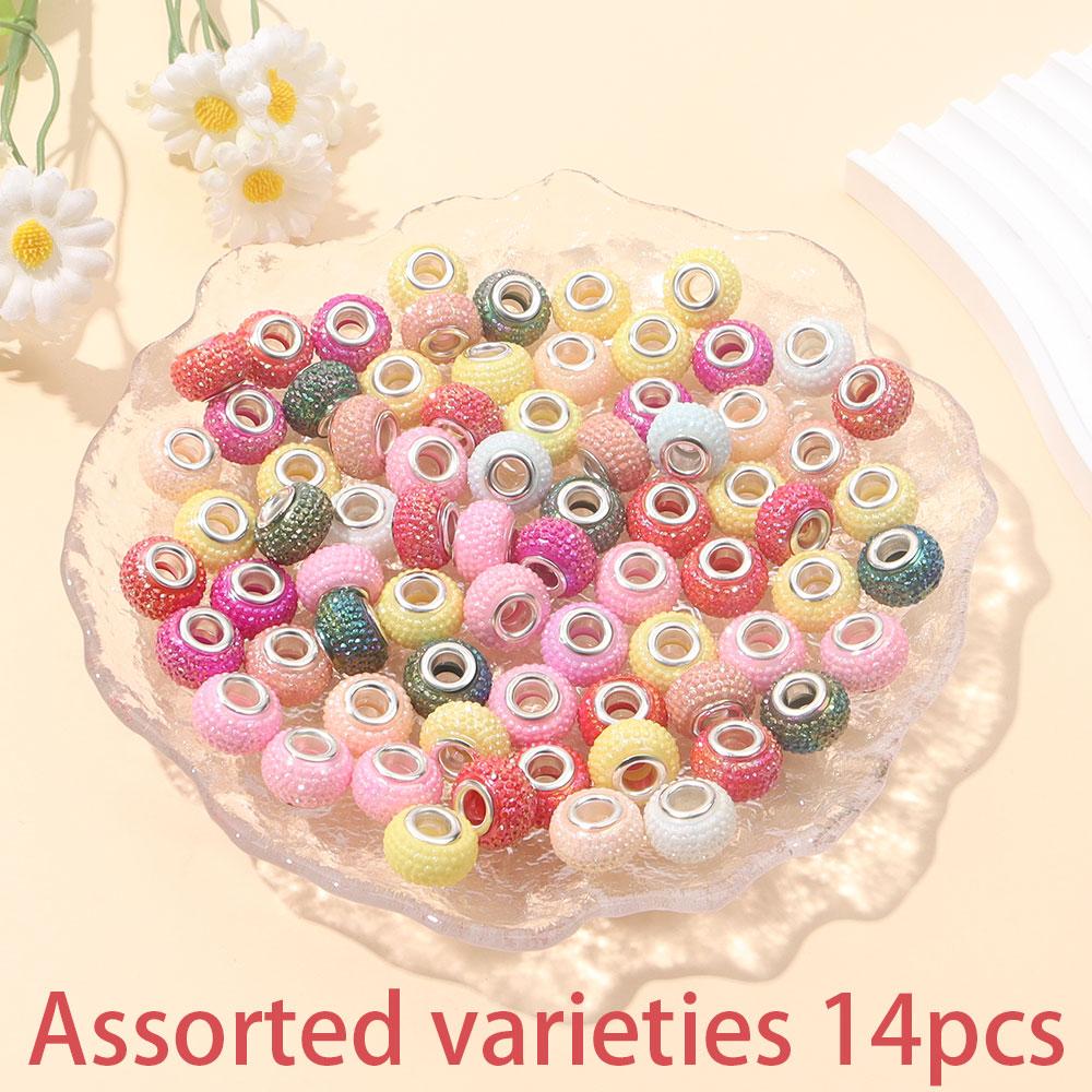 7/14/21pcs Resin Material European Large Hole Spaced Beads Large Hole Beads Decorative Beads and Beads DIY European Accessories Bracelet Necklace