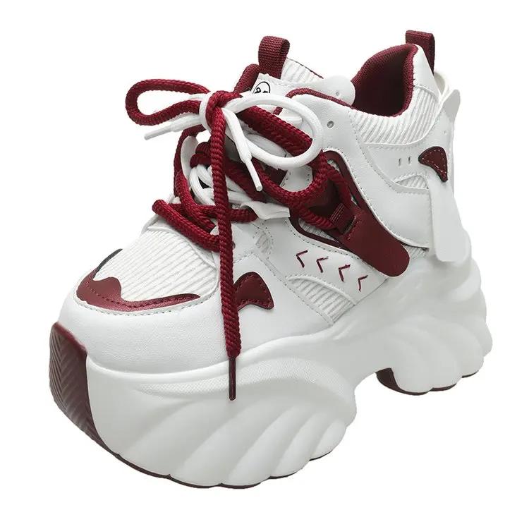 Fashion high-quality 2025 New Women Platform Sneakers Mesh Casual Chunky Shoes Heels Wedges Breathable Height Increasing Shoes Woman