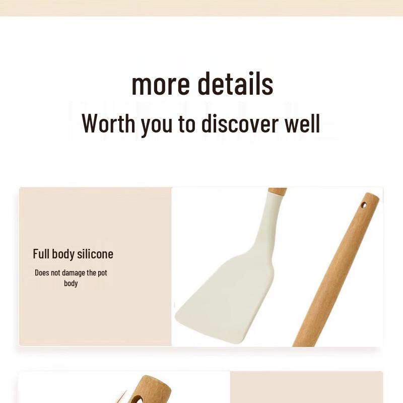 Royalstar Wood Handle Silicone Kitchen Utensil Set