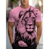 T-shirt Estiva da Uomo con Stampa Digitale 3D Leone