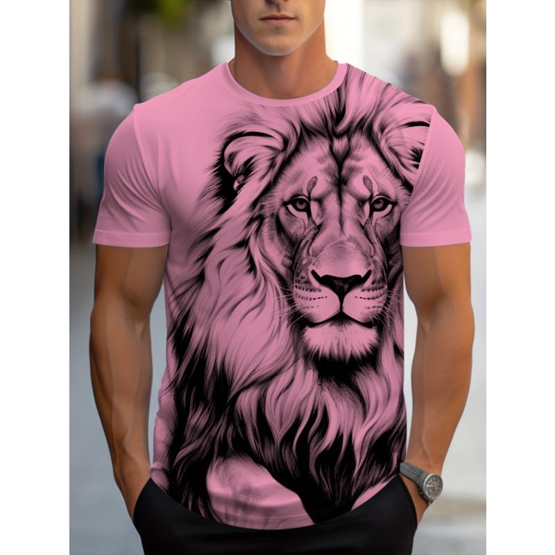 T-shirt Estiva da Uomo con Stampa Digitale 3D Leone