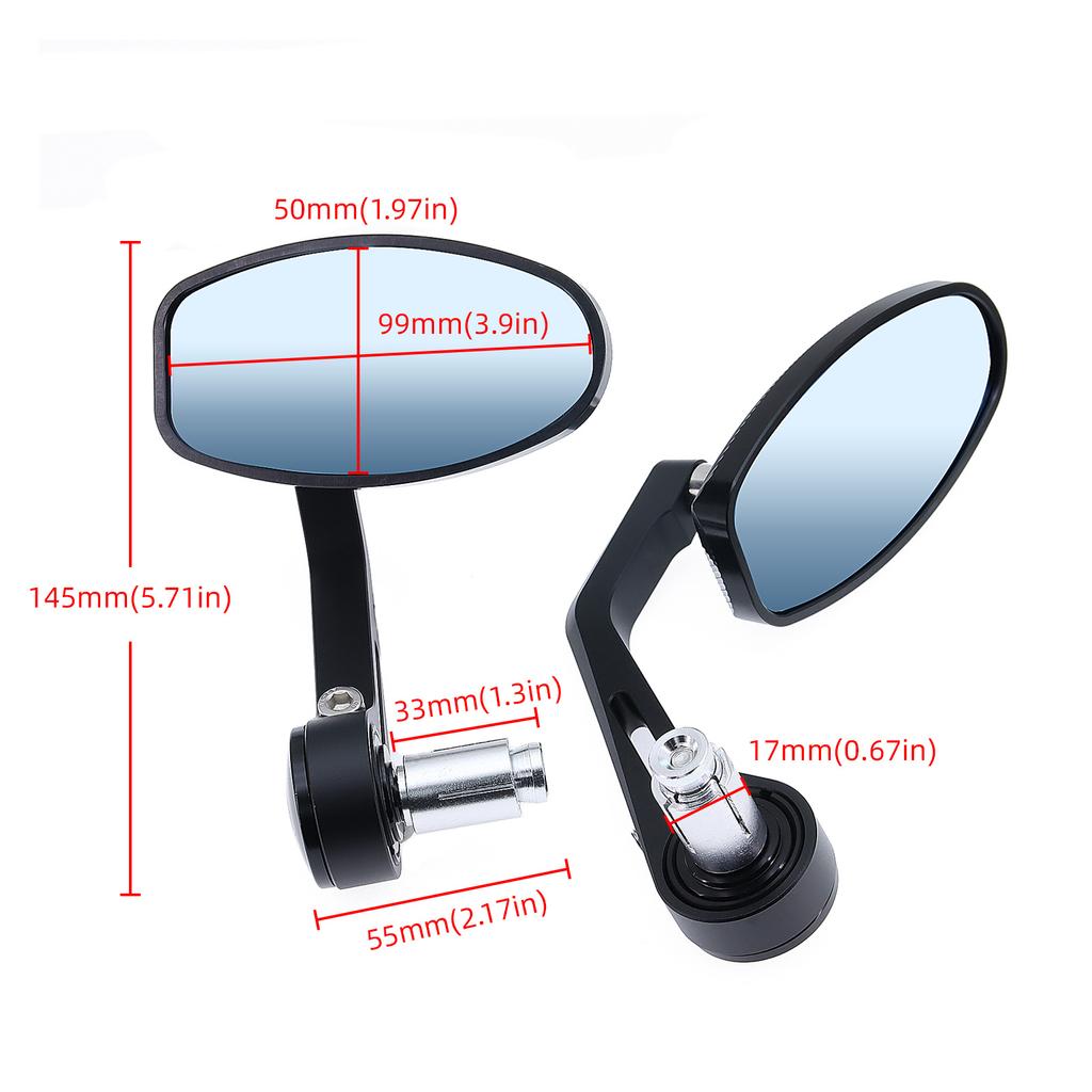Aluminum Universal Motorcycle Handlebar Reflector Rear View Mirrors 1 Pair Ellipse Bar End Rearview Mirror Motorbike Accessories