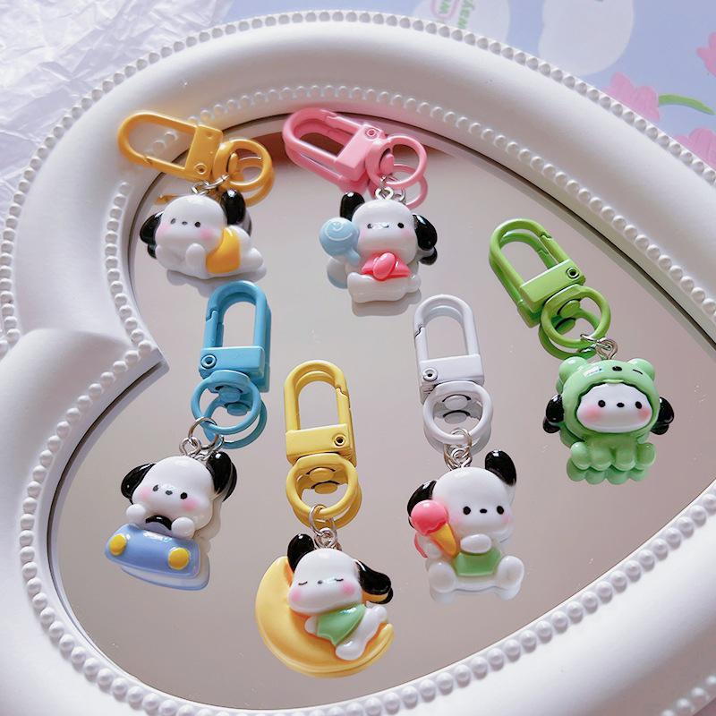 Kawaii Lovely Pochacco Keyring Cartoon Puppy Keychain For Cute Girl School Bag Pendant Backpack Hanging Ornaments Gifts