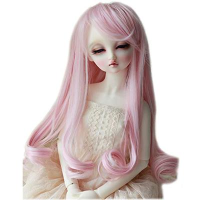 Linfairy 8-9 Inch 1/3 Scale Doll Wig, Pink + White